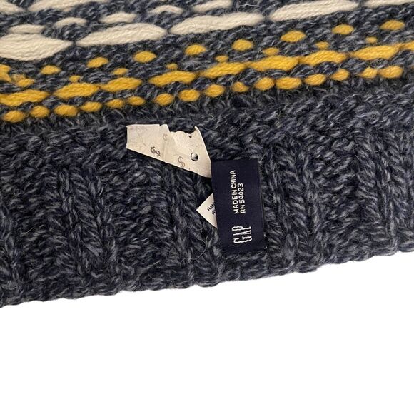 Gap Lambs Wool Scarf Women's Gray Yellow Warm Winter - Picture 4 of 8